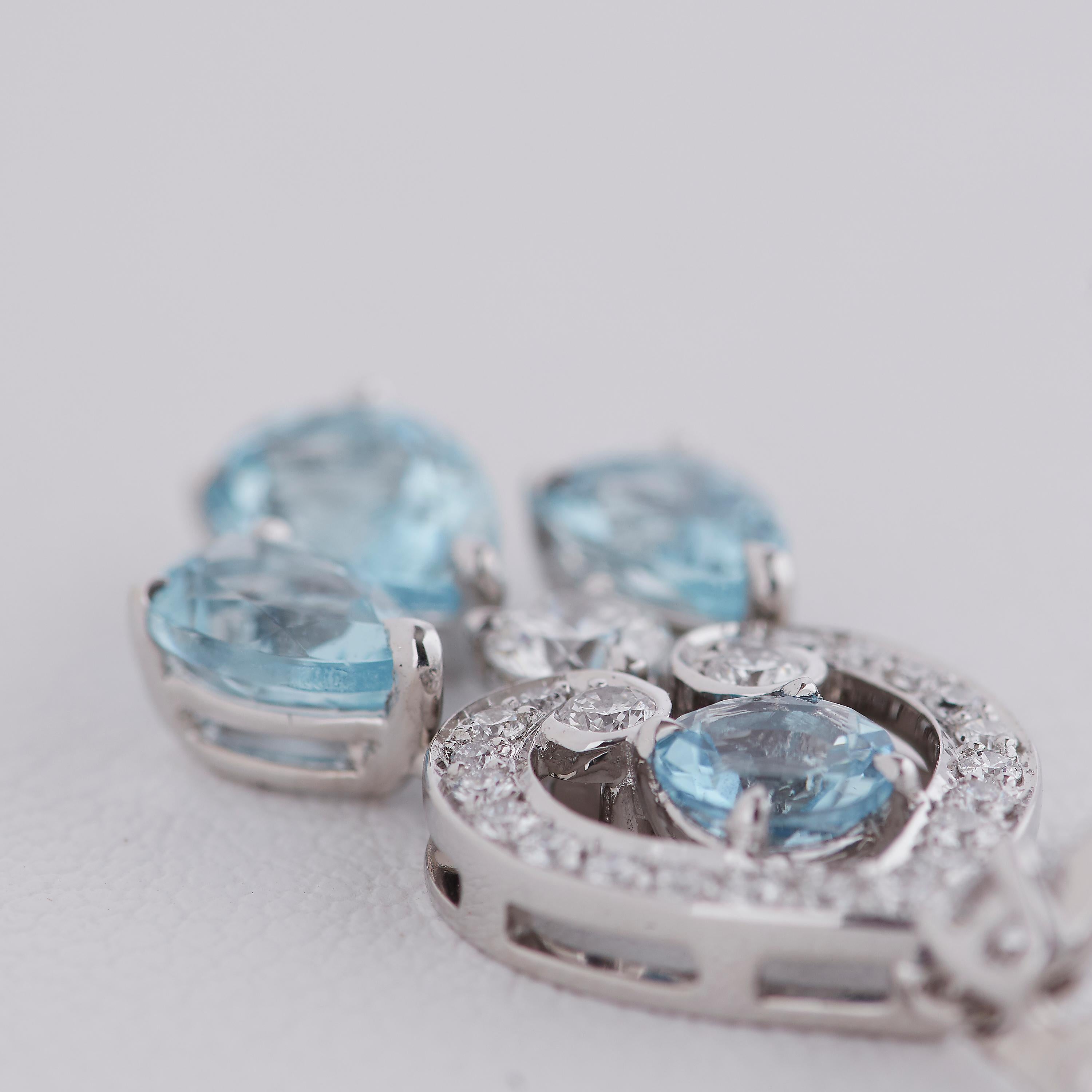 Pear Cut Garrard Iconic Regal Cascade 3.16ct Pearshape Aquamarine & Diamond Drop Earrings For Sale