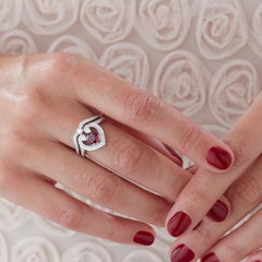 Garrard 'Regal Cascade' 18 Karat White Gold, White Diamond and Ruby Ring