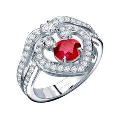 Garrard 'Regal Cascade' 18 Karat White Gold, White Diamond and Ruby Ring