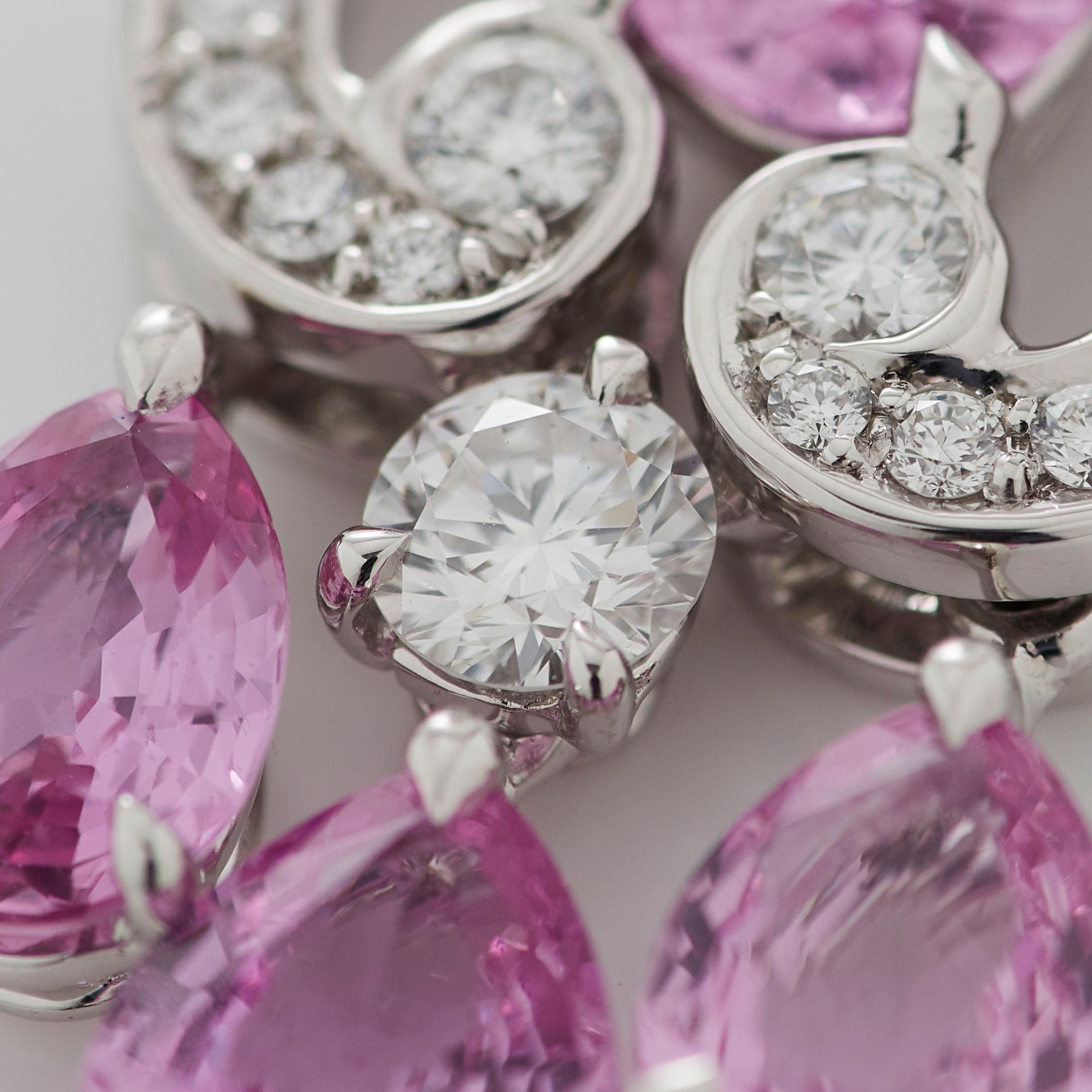 Garrard 'Regal Cascade' 18 Karat White Gold White Diamond Pink Sapphire Pendant 2