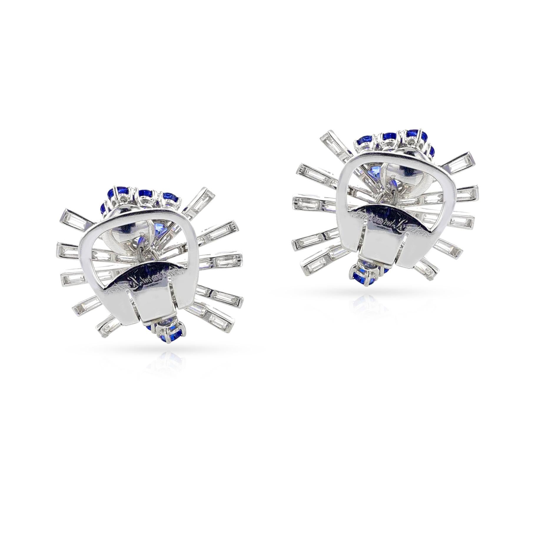 Women's or Men's Garrard Sapphire and Diamond Earrings, 18k White For Sale