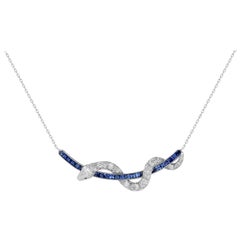 Garrard Signature Serpent 'Muse' 18 Karat Blue Sapphire & Diamond Necklace