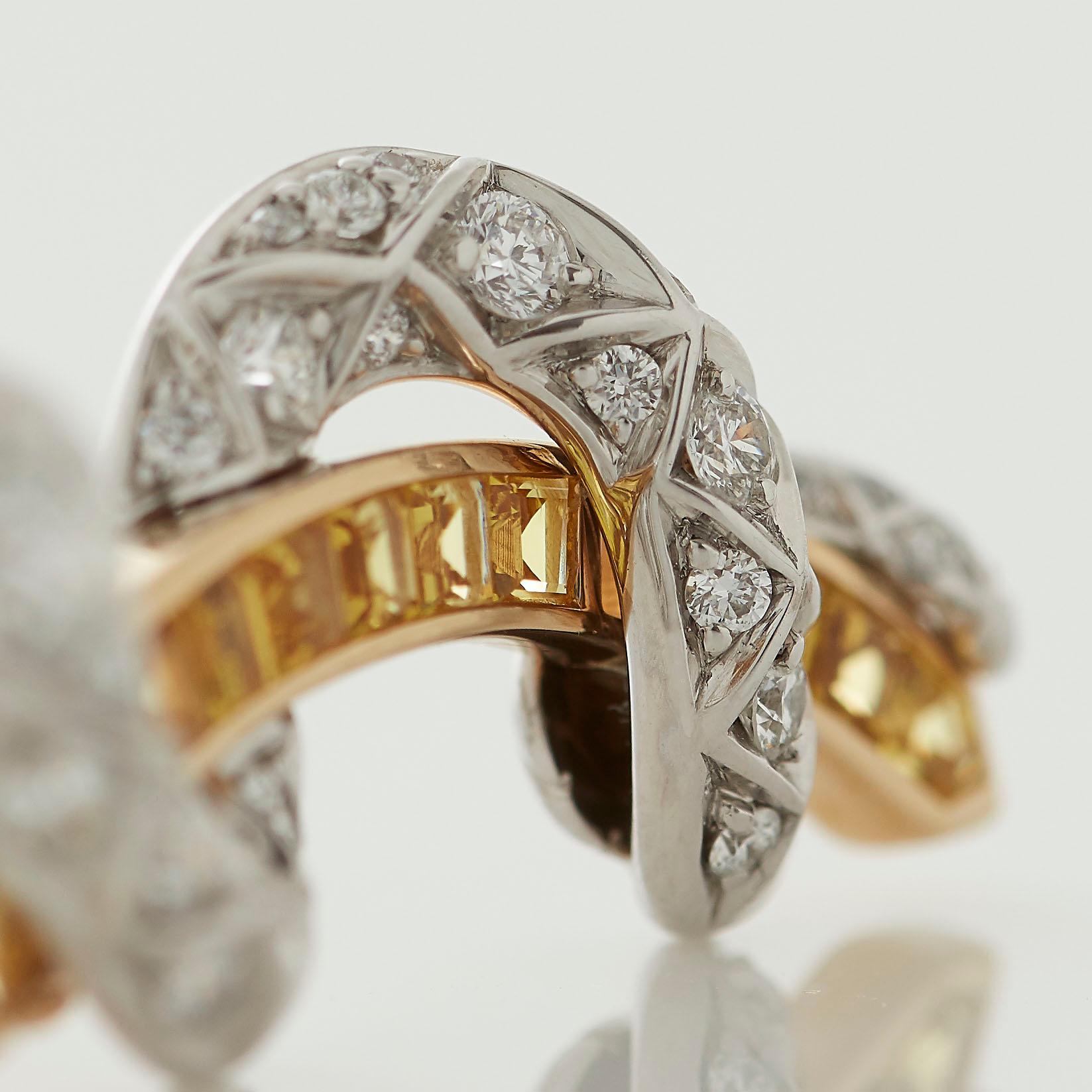 Garrard 'Signature Serpent' White Diamond and Yellow Sapphire Ear Climbers For Sale 4