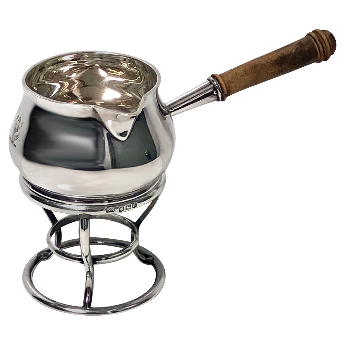 Garrard Silver Brandy Saucepan and Stand, London, 1916