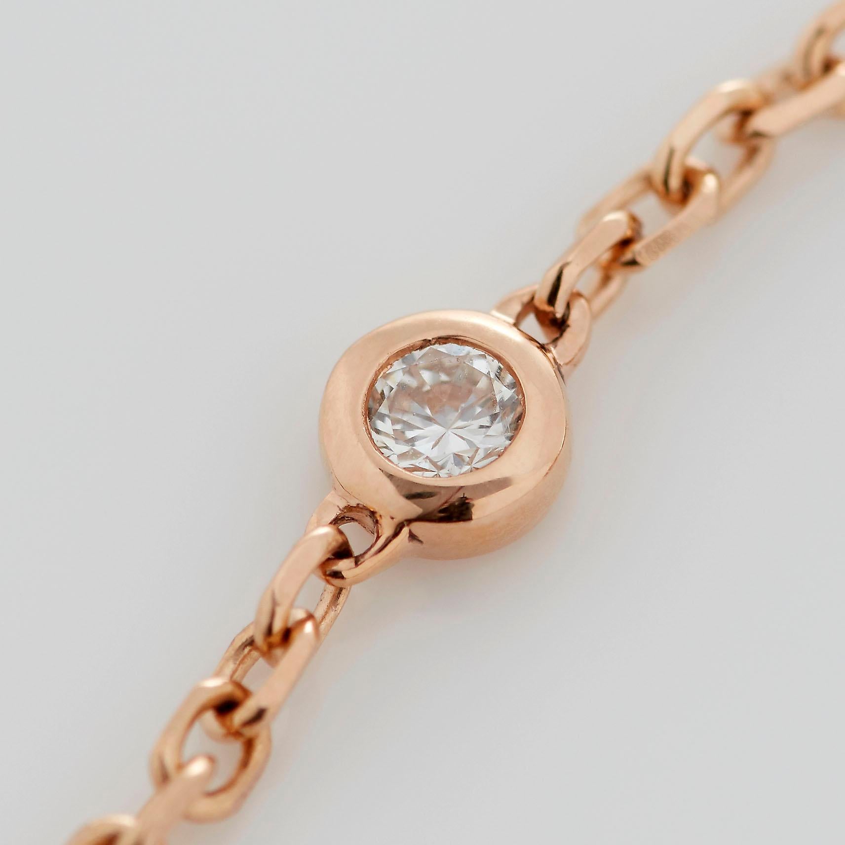 Garrard 'Tudor Rose' 18 Karat Rose Gold Round White Diamond Bracelet For Sale 2