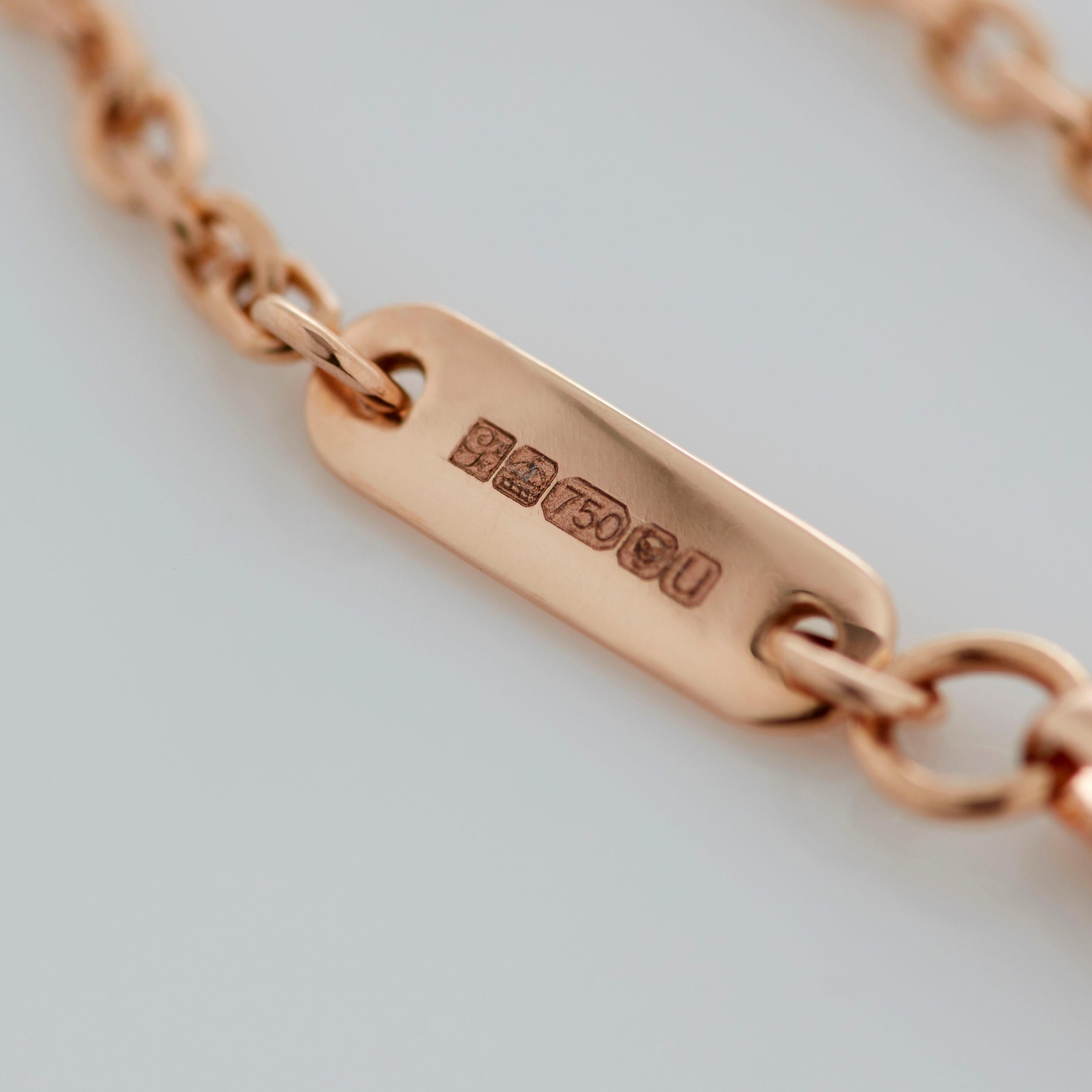 Garrard 'Tudor Rose' 18 Karat Rose Gold Round White Diamond Bracelet For Sale 3