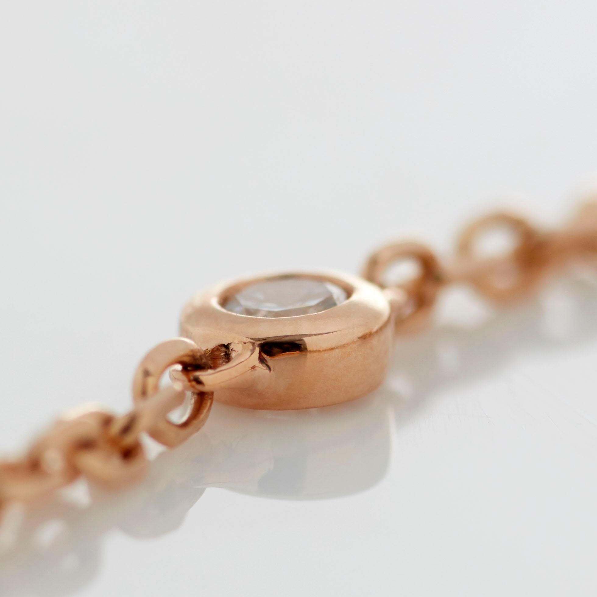 Women's or Men's Garrard 'Tudor Rose' 18 Karat Rose Gold Round White Diamond Bracelet For Sale