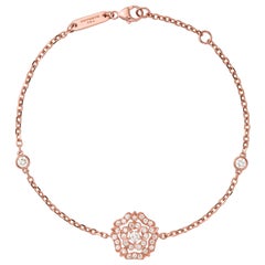 Garrard 'Tudor Rose' 18 Karat Rose Gold Round White Diamond Bracelet
