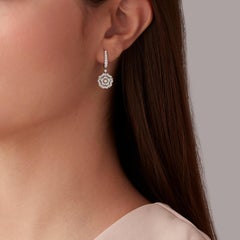 Garrard 'Tudor Rose' 18 Karat White Gold and White Diamond Earrings