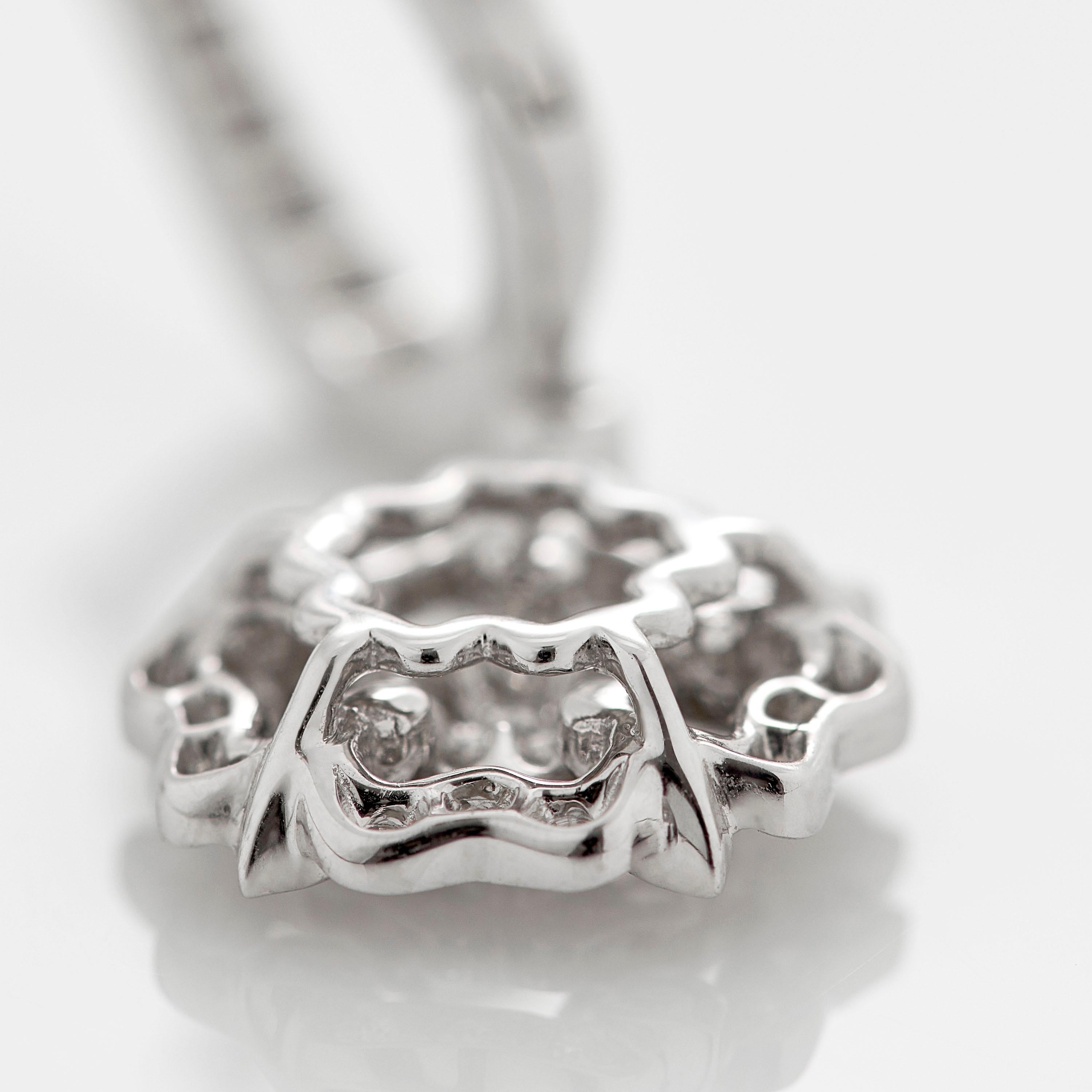 Round Cut Garrard 'Tudor Rose' 18 Karat White Gold and White Diamond Earrings