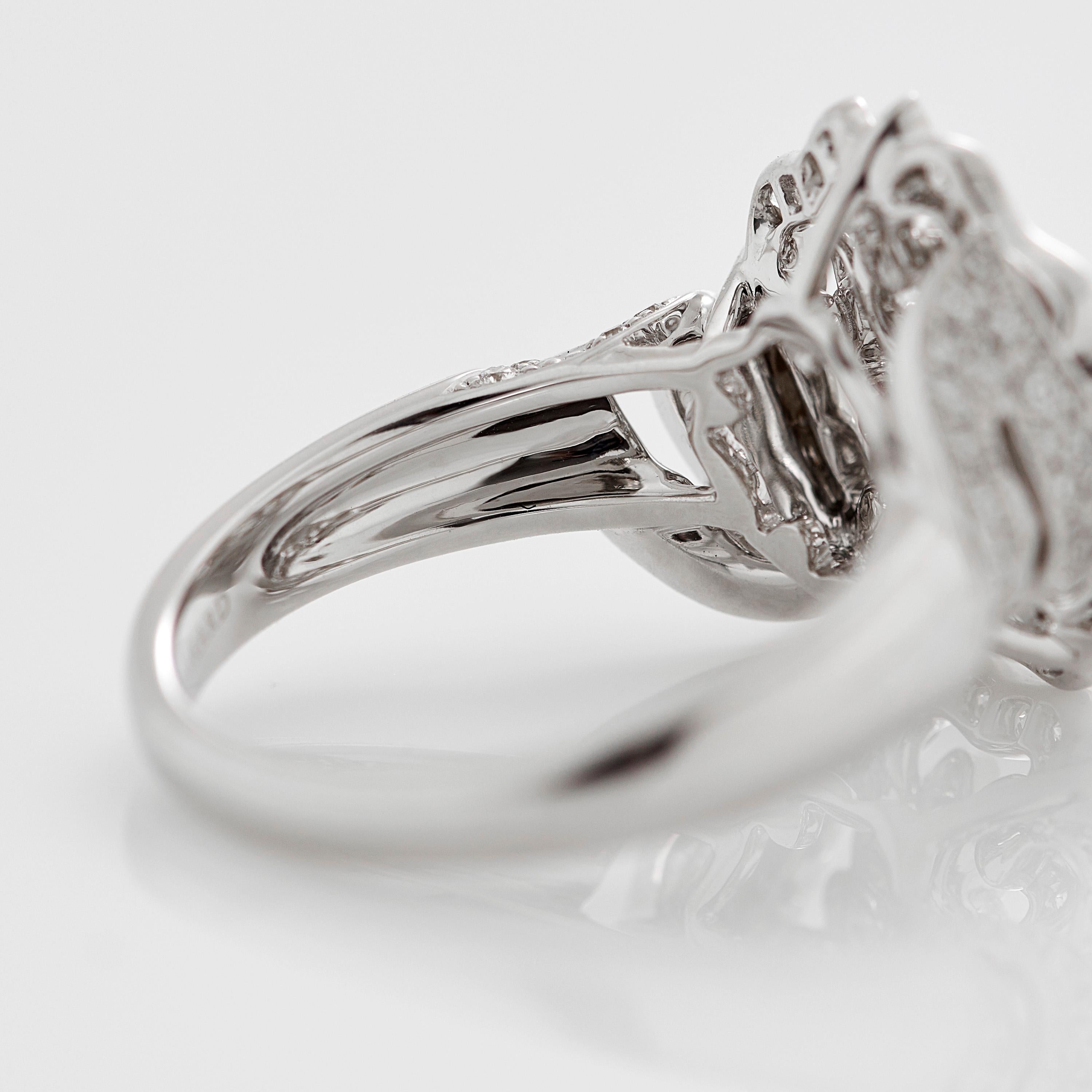 Women's or Men's Garrard 'Tudor Rose' 18 Karat White Gold and White Diamond Ring