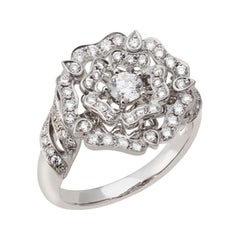 Garrard 'Tudor Rose' 18 Karat White Gold and White Diamond Ring