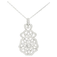 Garrard Tudor Rose Diamond Pendant and Chain Set in 18 Karat White Gold