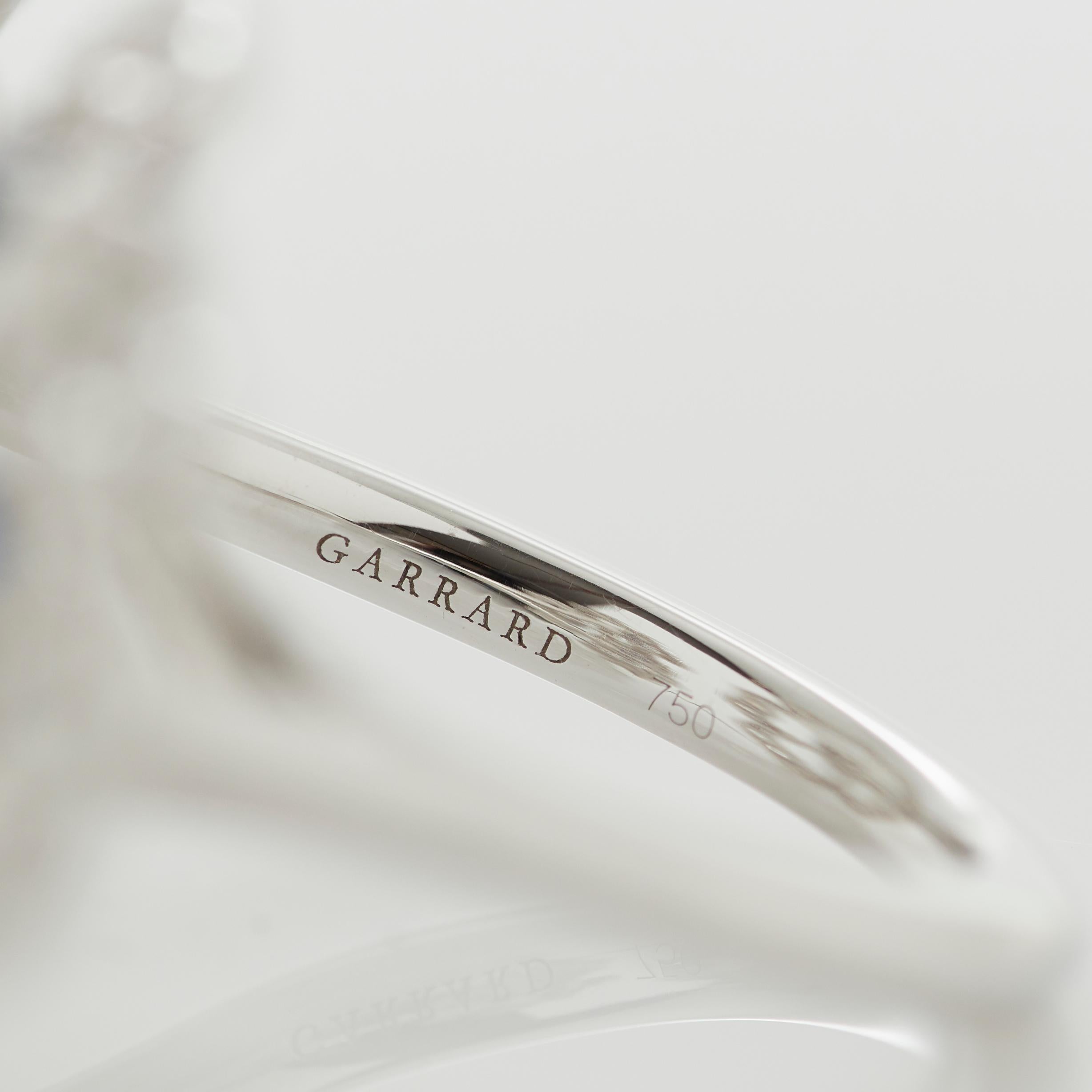Garrard 'Tudor Rose Petal' 18 Karat White Gold Diamond and Blue Sapphire Ring 8