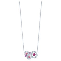 Garrard 'Tudor Rose Petal' 18 Karat White Gold Diamond and Pink Sapphire Pendant