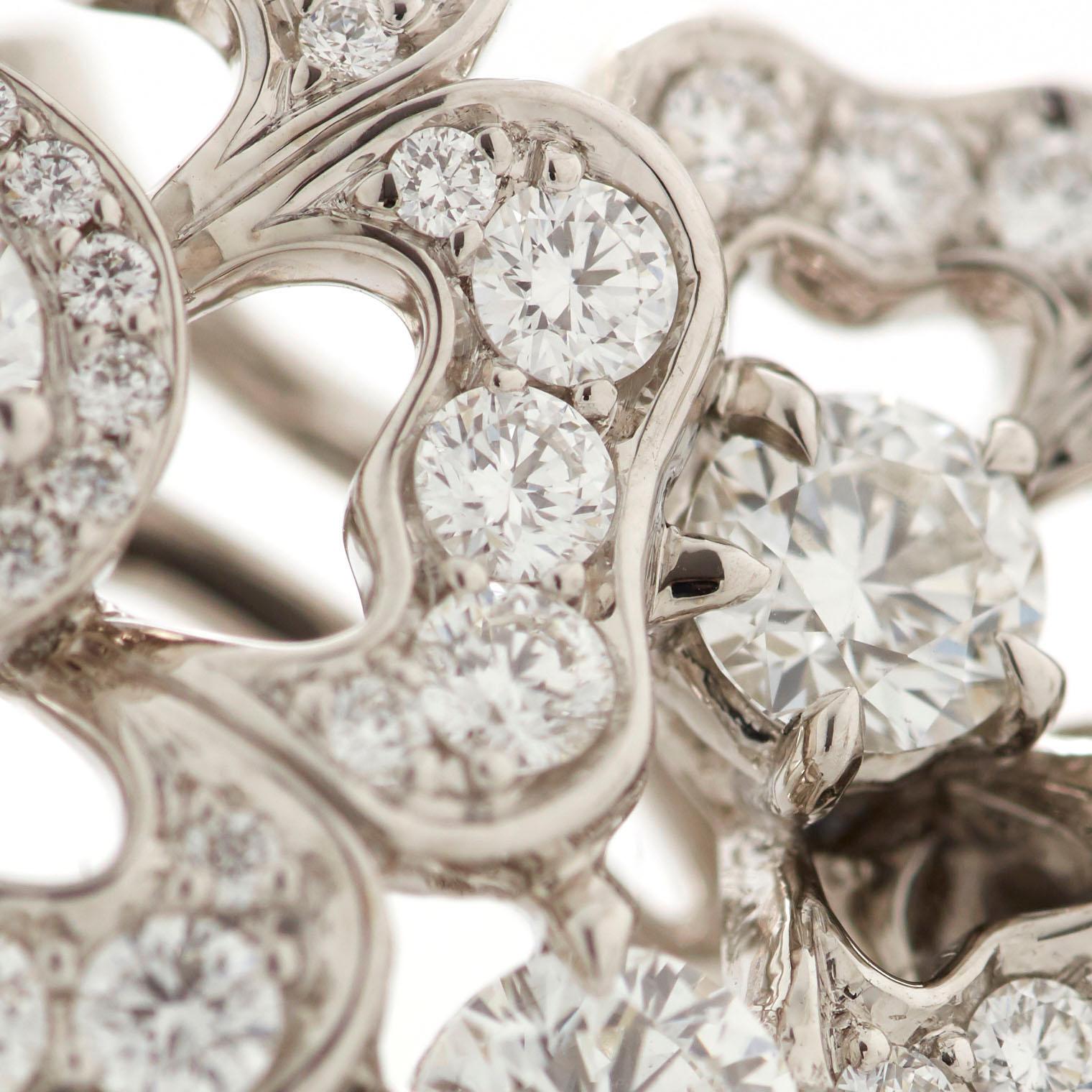 Garrard 'Tudor Rose Petal' 18 Karat White Gold White Diamond Earrings 2