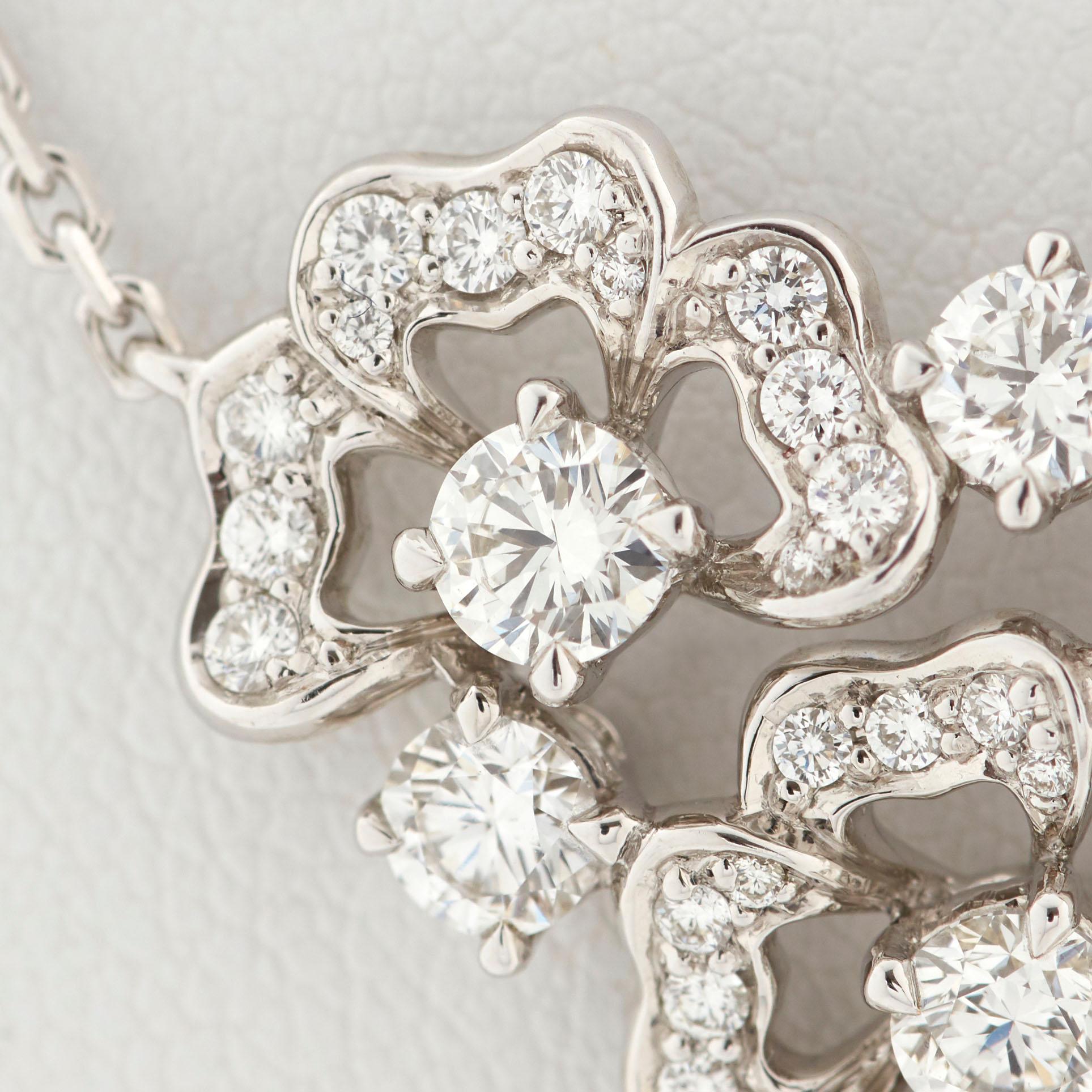 Garrard 'Tudor Rose Petal' 18 Karat White Gold White Diamond Pendant In New Condition In London, London