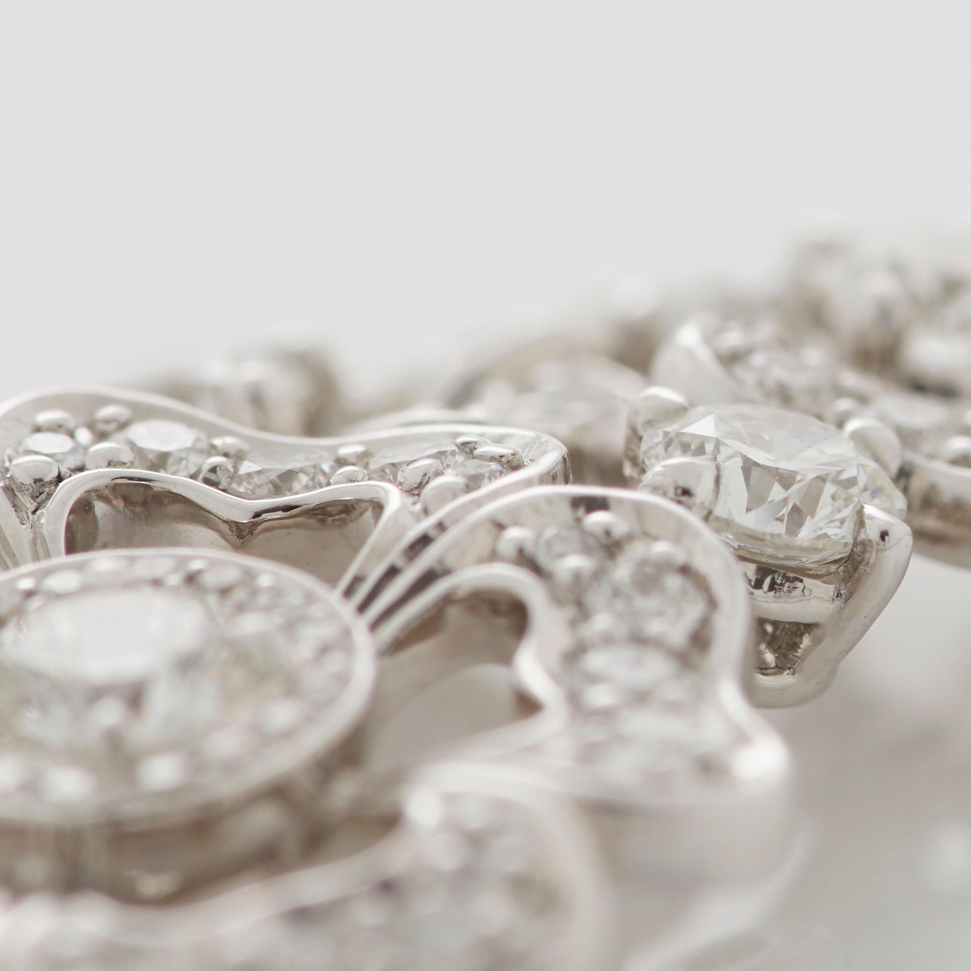 Garrard 'Tudor Rose Petal' 18 Karat White Gold White Diamond Pendant For Sale 1