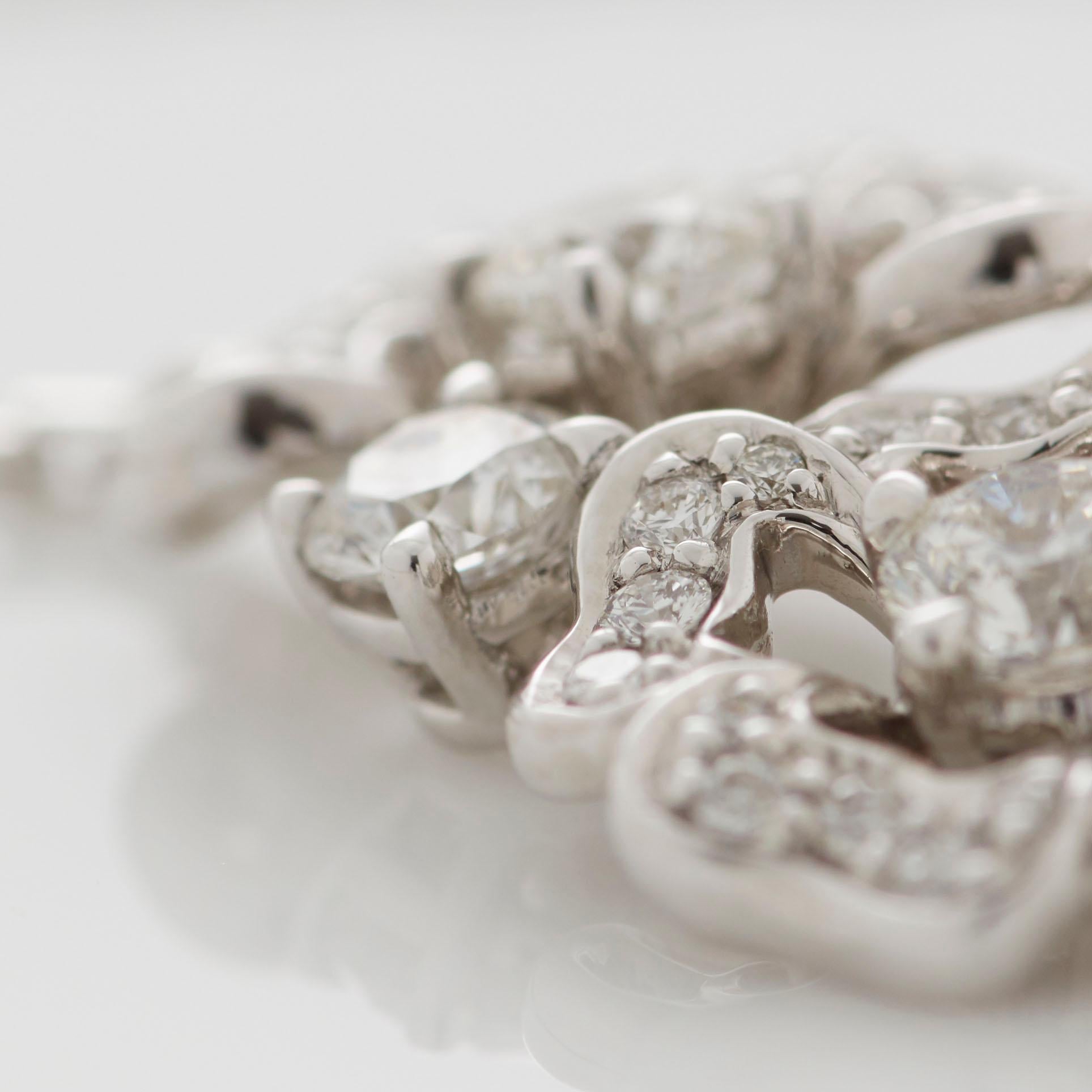 Garrard 'Tudor Rose Petal' 18 Karat White Gold White Diamond Pendant 3