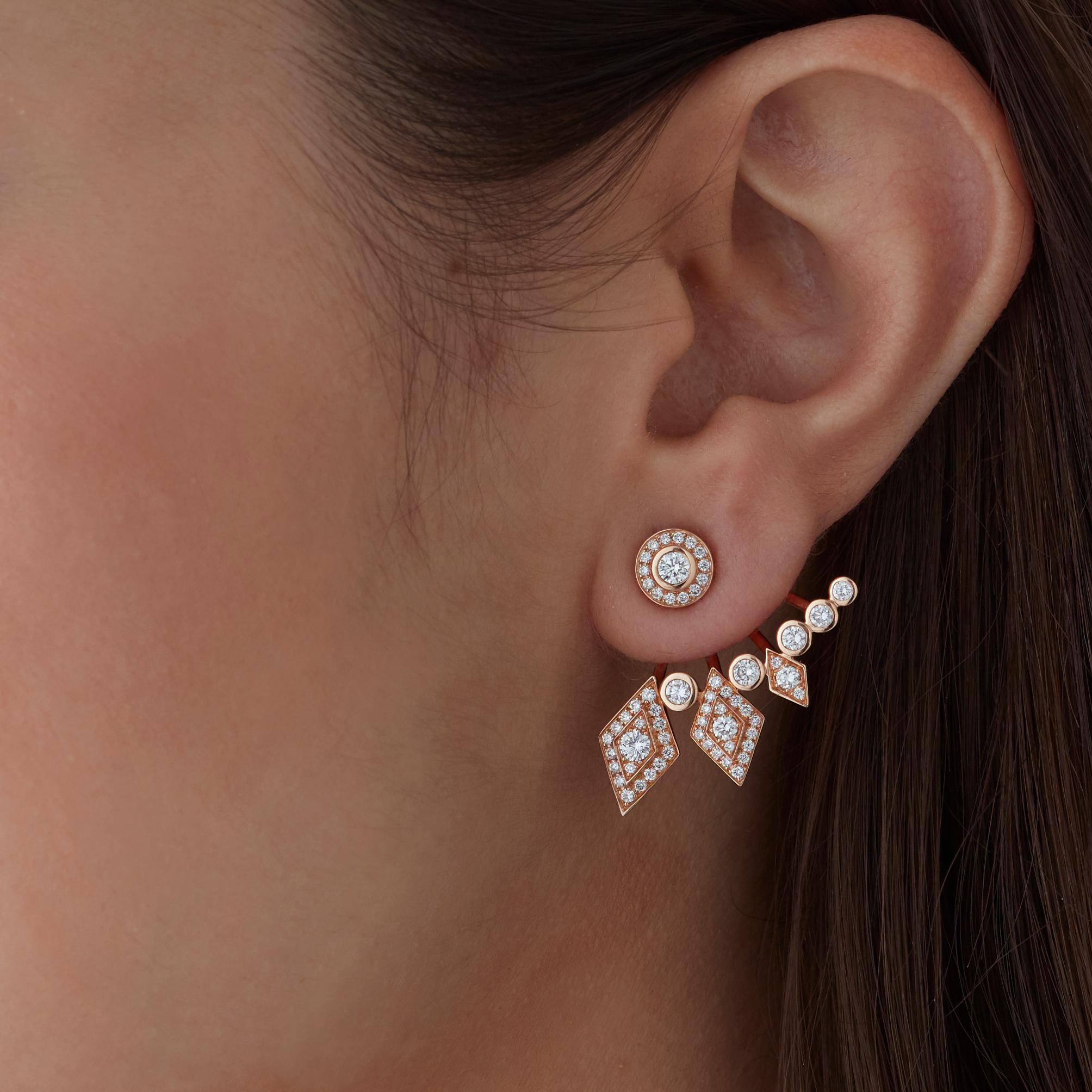 Garrard Twenty Four 18 Karat Rose Gold White Diamond Ear Climber Stud Earrings  im Zustand „Neu“ im Angebot in London, London