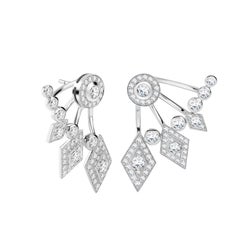 Garrard TwentyFour 18 Karat White Gold White Diamond Jacket Ear Climbers