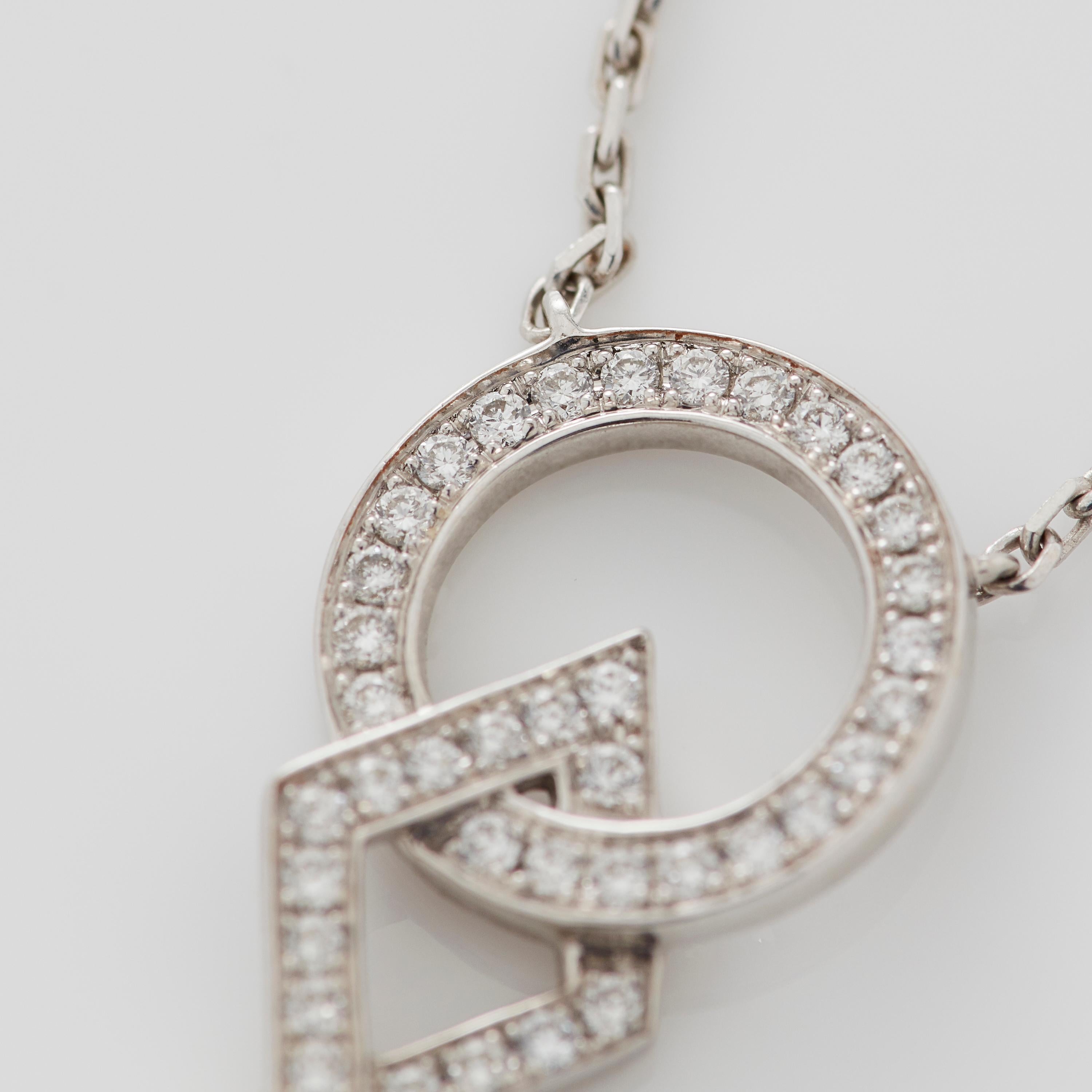 Garrard 'Twentyfour' 18 Karat White Gold White Diamond Vertical Pendant For Sale 1