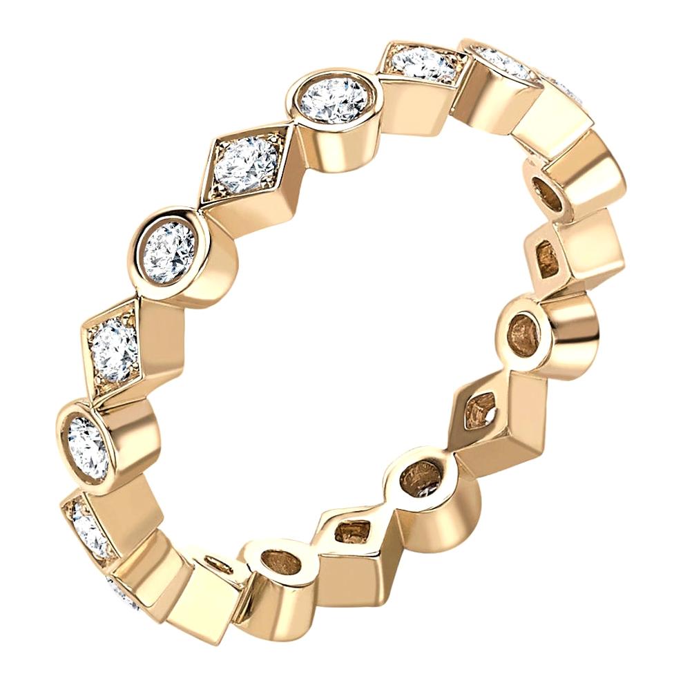 Garrard 'Twentyfour' 18 Karat Yellow Gold and White Diamond Ring For Sale
