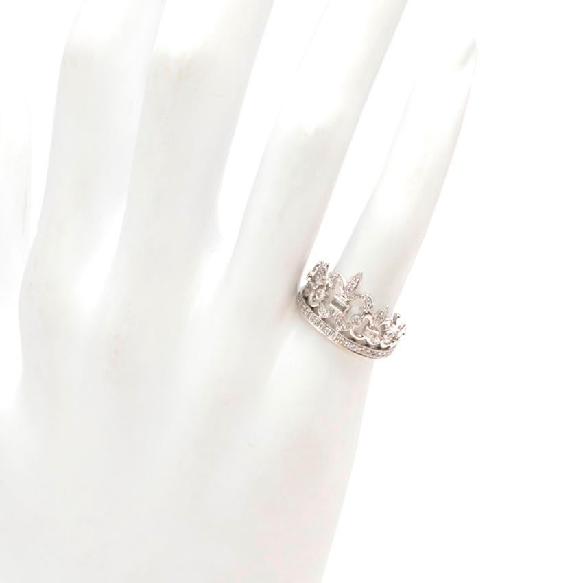 Garrard White Gold Diamond Crown Ring - Size 5 In New Condition For Sale In London, GB