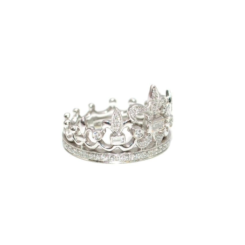 Garrard White Gold Diamond Crown Ring - Size 5 For Sale 1