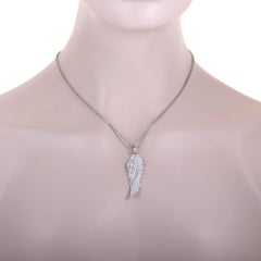 Garrard White Gold Diamond Pave Angel Wing Pendant Necklace