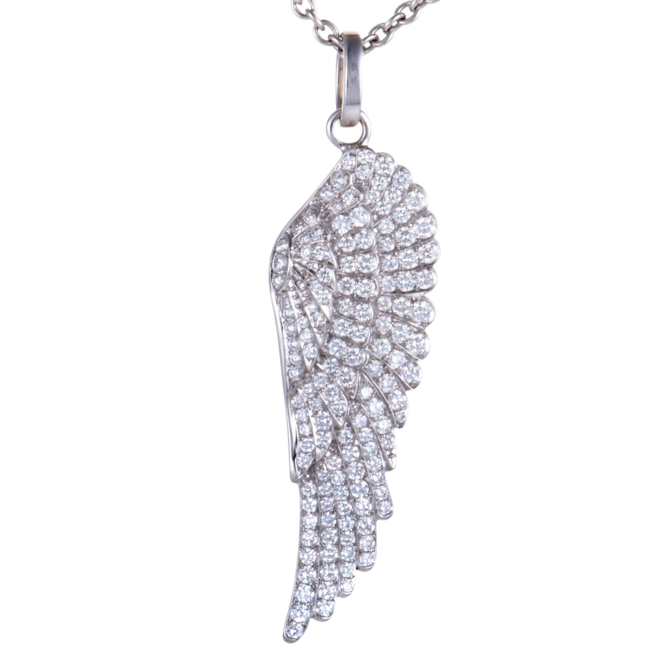Garrard White Gold Diamond Pave Angel Wing Pendant Necklace