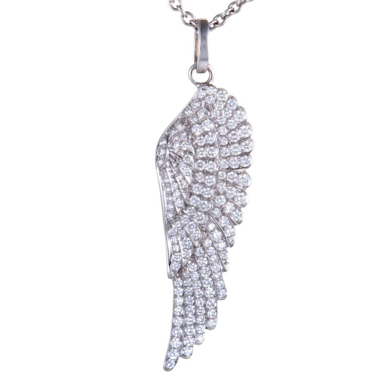 Garrard White Gold Diamond Pave Angel Wing Pendant Necklace at 1stDibs