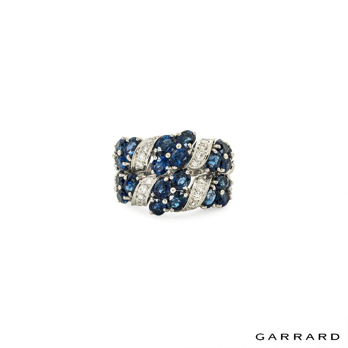 Oval Cut Garrard White Gold Sapphire & Diamond Ring For Sale