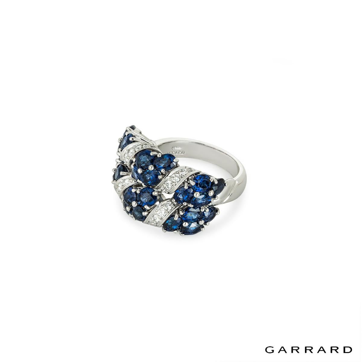 Garrard White Gold Sapphire & Diamond Ring In Excellent Condition For Sale In London, GB