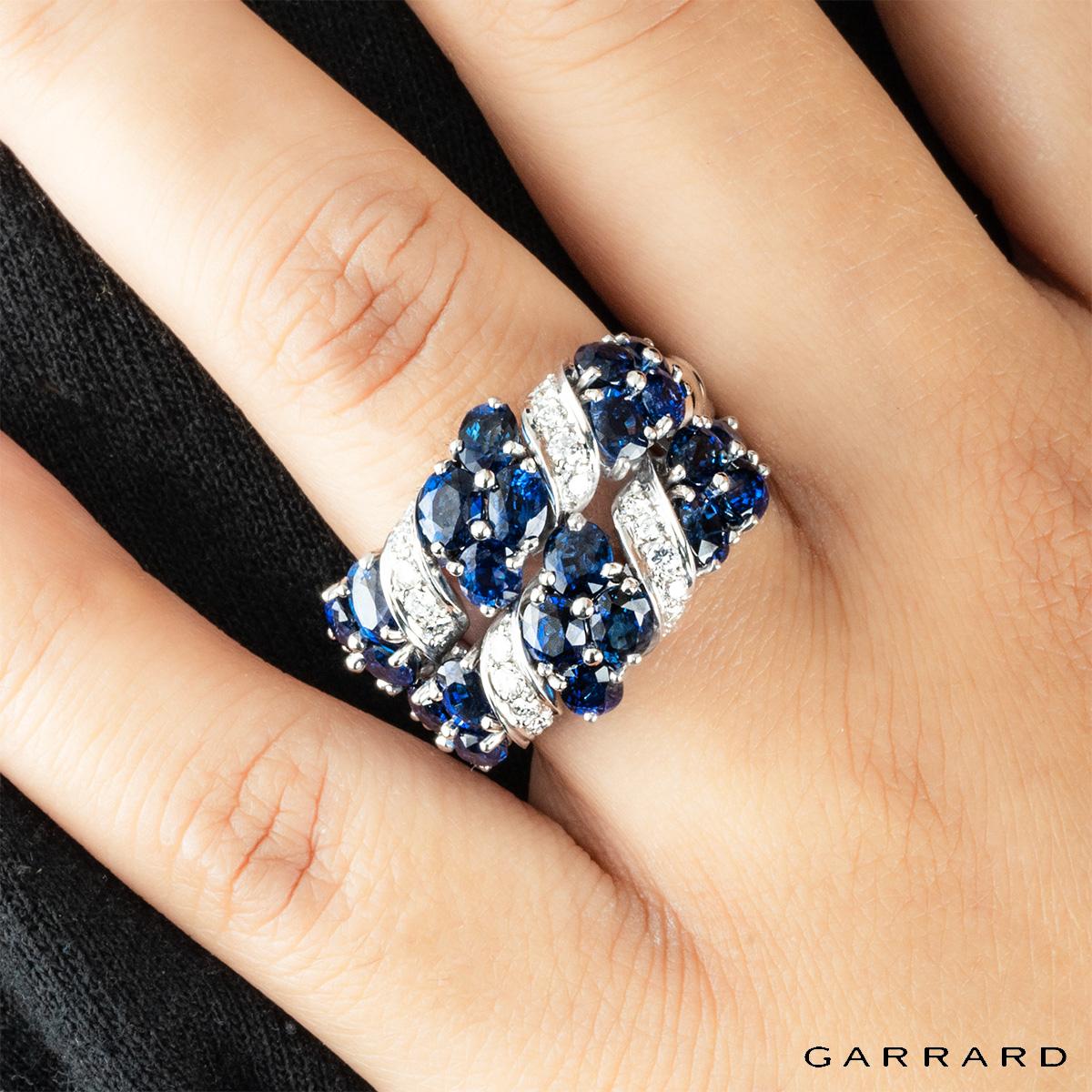 Garrard White Gold Sapphire & Diamond Ring For Sale 1