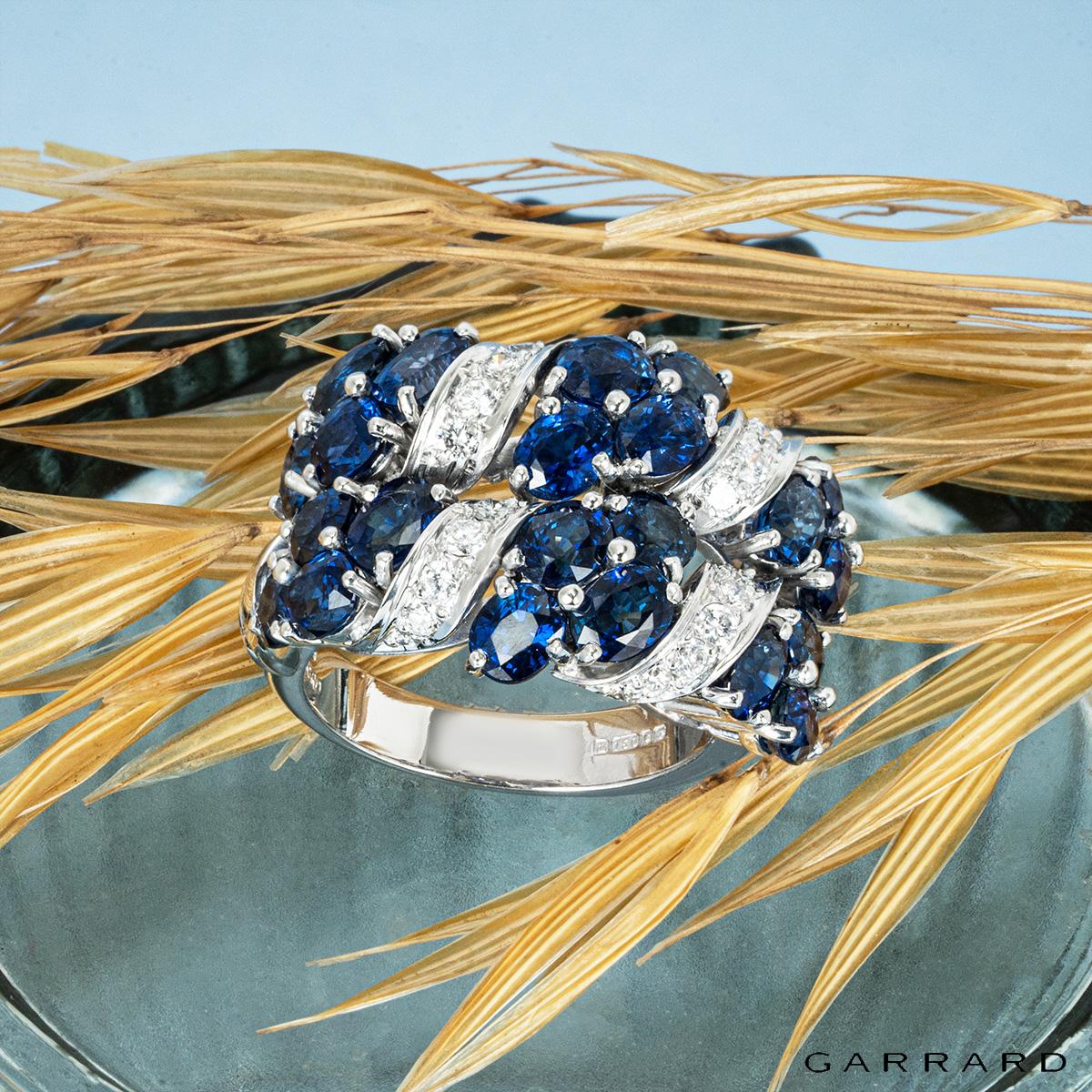 Garrard White Gold Sapphire & Diamond Ring For Sale 2