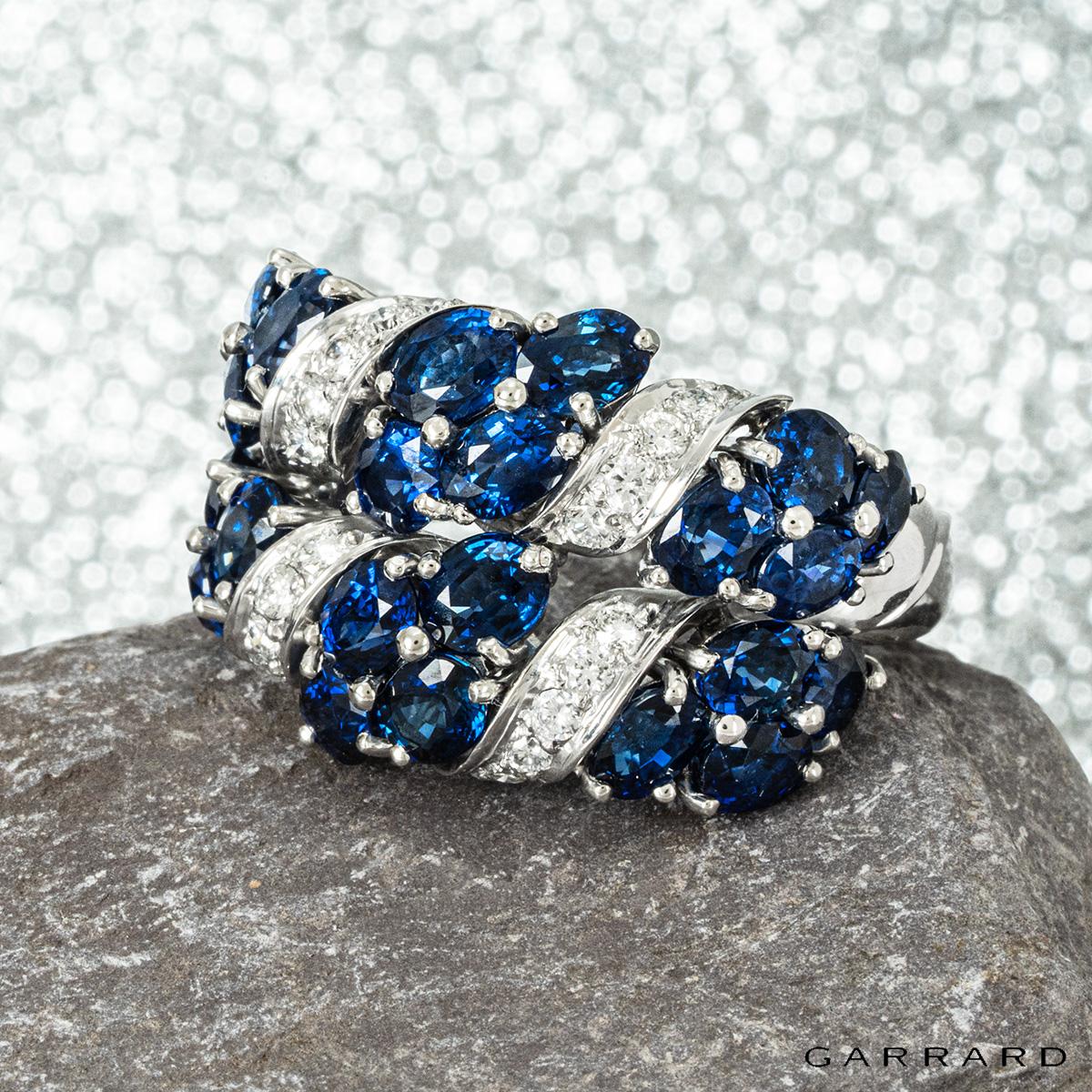 Garrard White Gold Sapphire & Diamond Ring For Sale 3