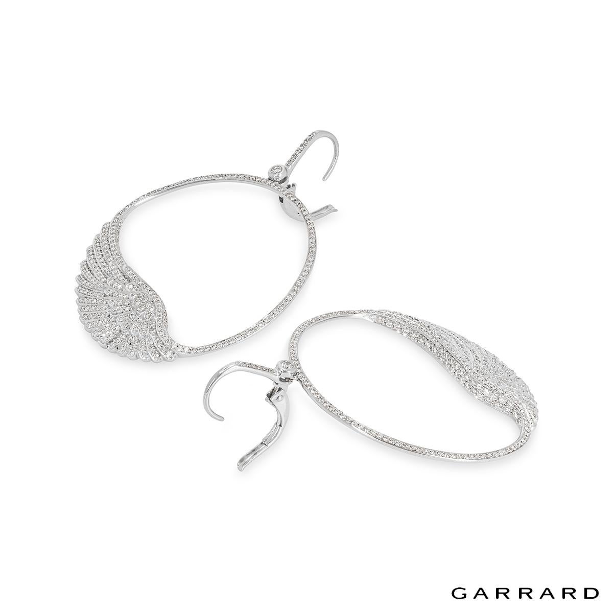Garrard White Gold Wings Classic Diamond Earrings In Excellent Condition For Sale In London, GB