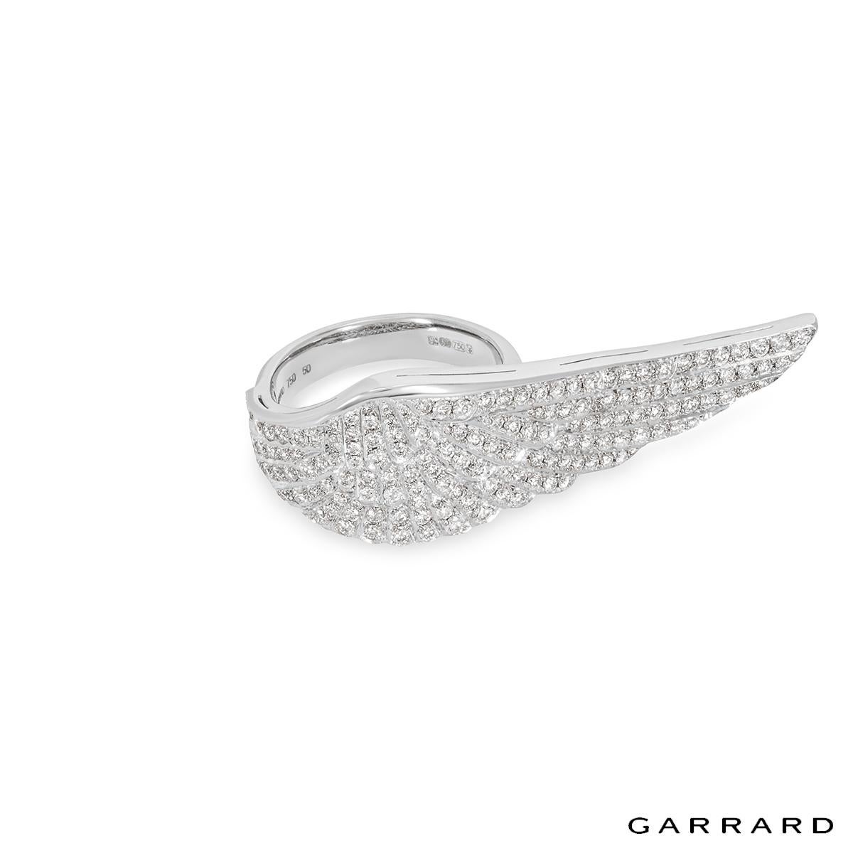Round Cut Garrard White Gold Wings Classic Large Diamond Ring For Sale
