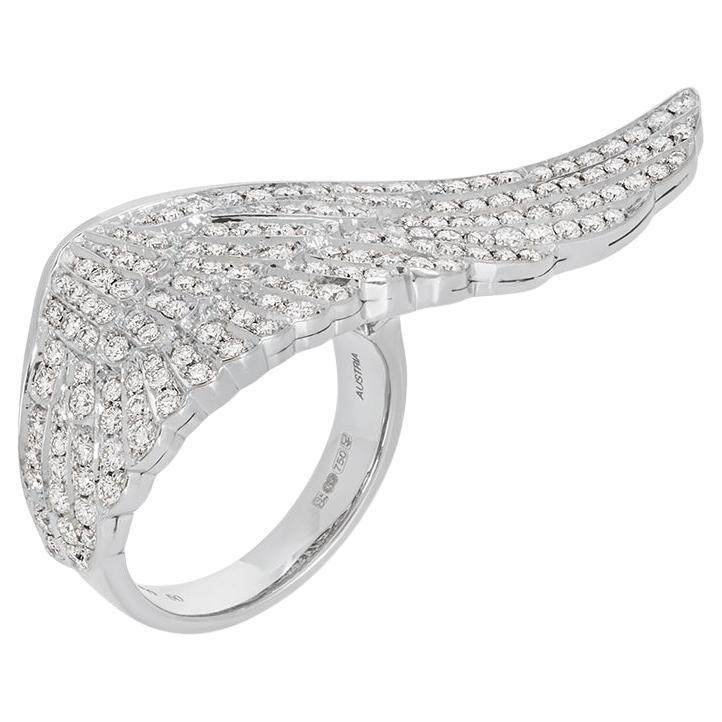 Garrard White Gold Wings Classic Large Diamond Ring For Sale