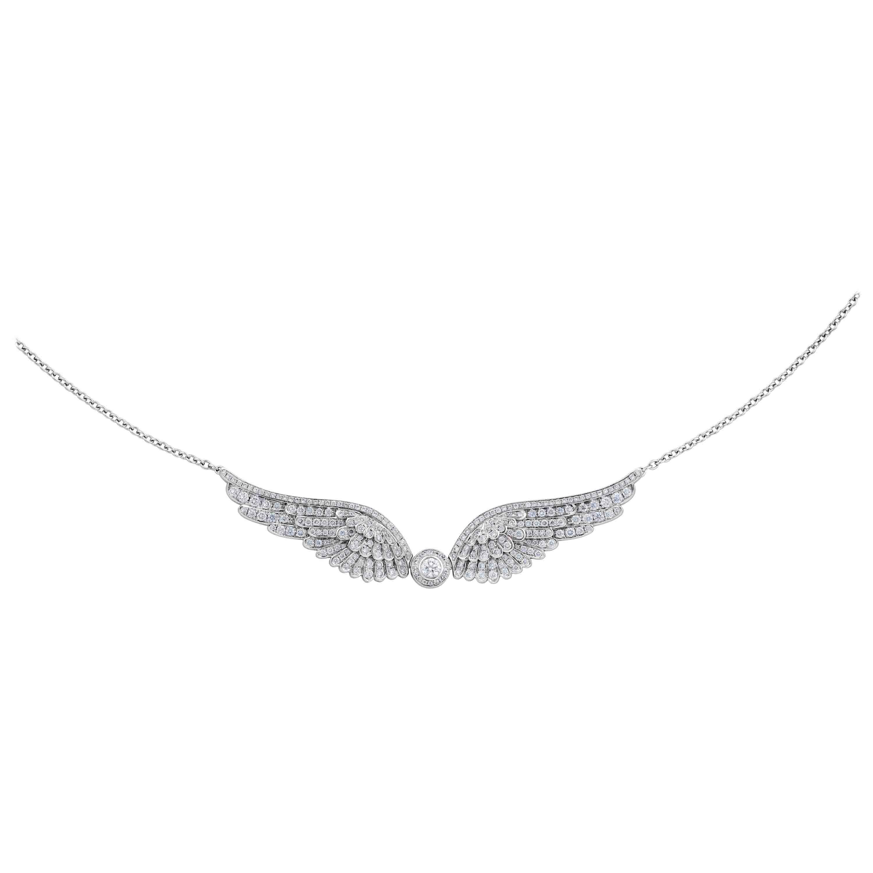 Garrard 'Wings Classic' 1.85cts White Diamond Necklace For Sale