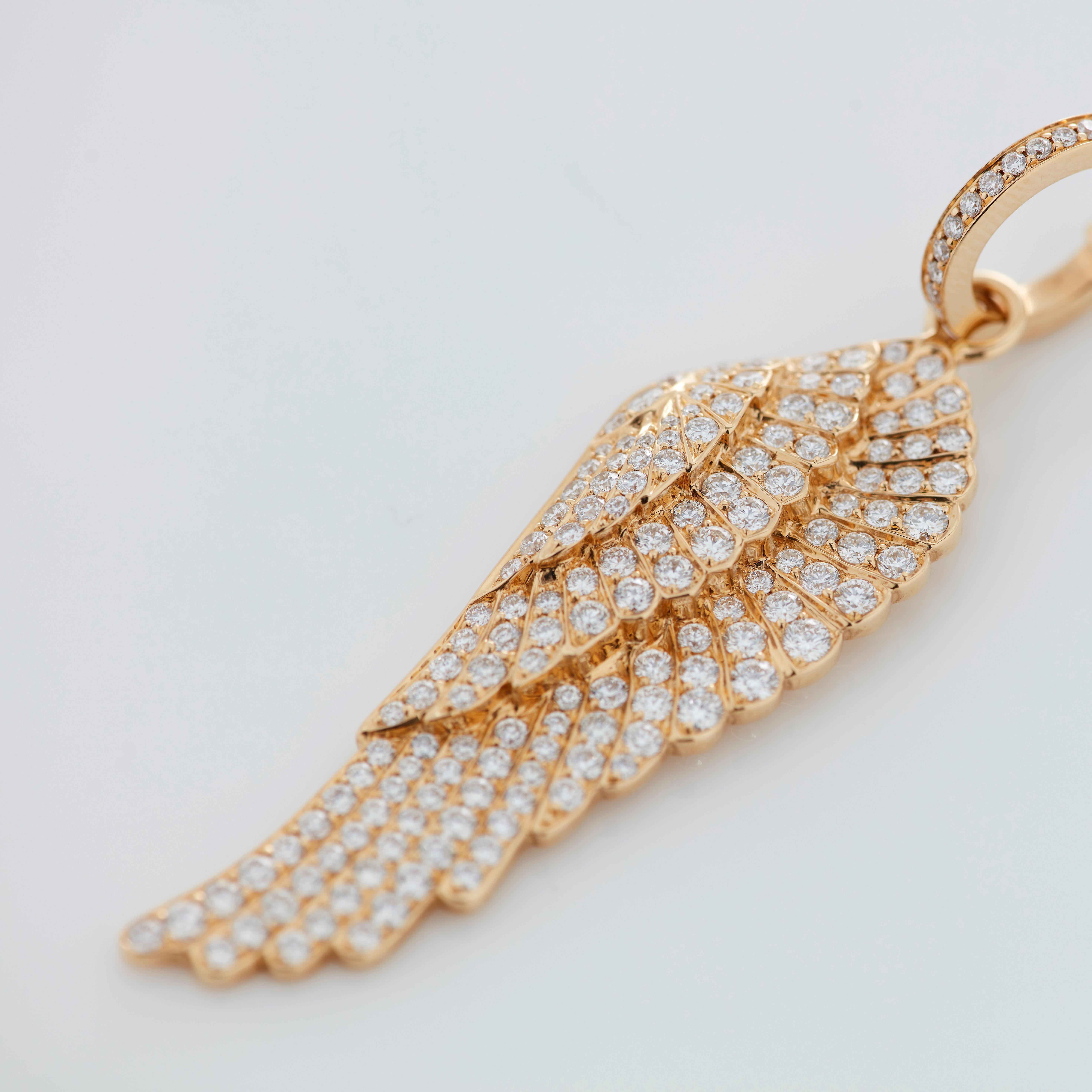 Round Cut Garrard 'Wings Classic' 18 Karat Yellow Gold White Diamond Large Earrings For Sale