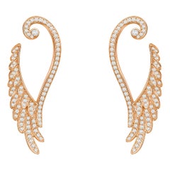 Garrard 'Wings Embrace' 18 Karat Rose Gold and White Diamond Open Earrings