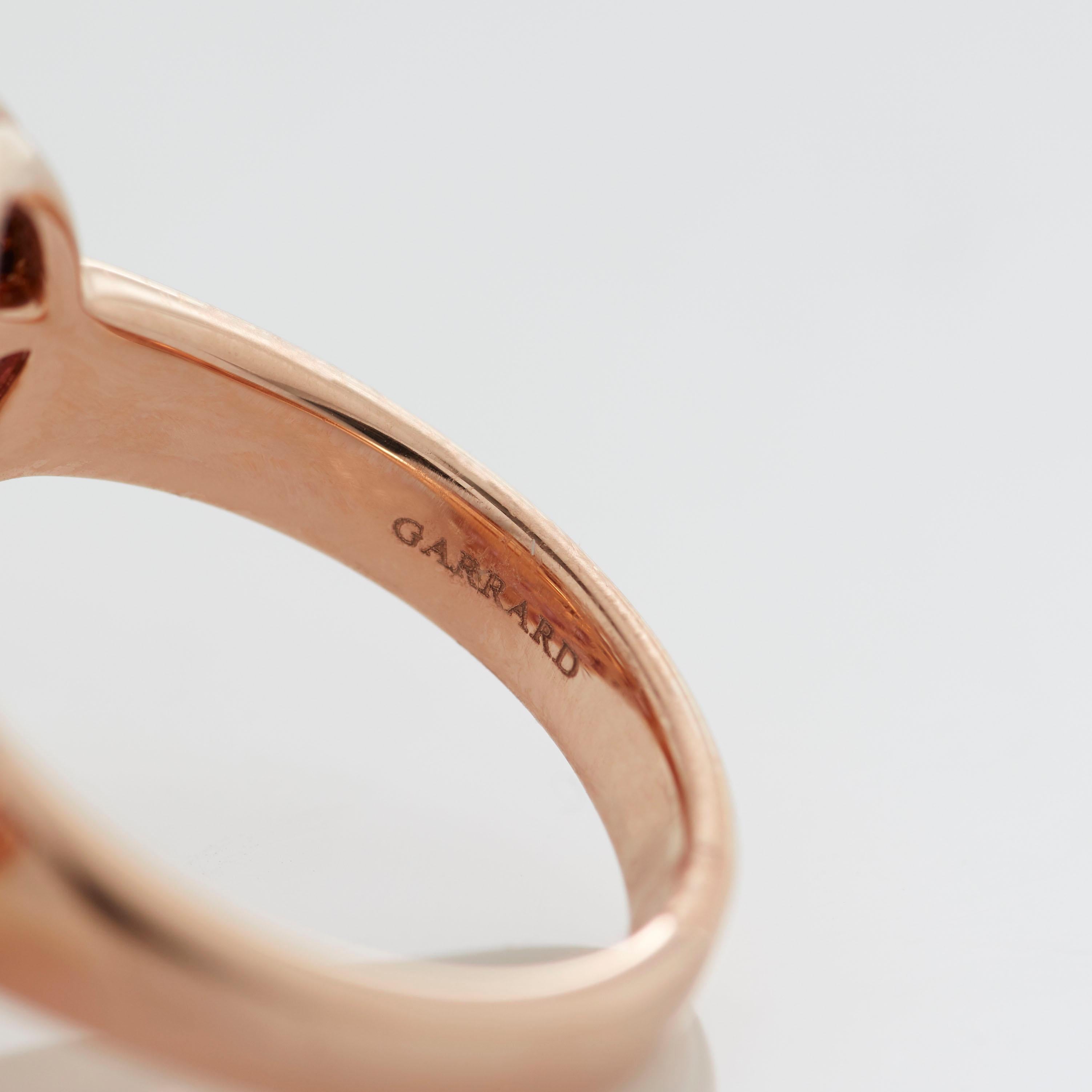 Round Cut Garrard 'Wings Embrace' 18 Karat Rose Gold White Diamond Pink Sapphire Ring For Sale
