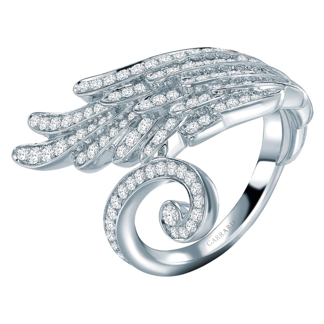 Garrard 'Wings Embrace' 18 Karat White Gold and White Diamond Wrap Ring For Sale