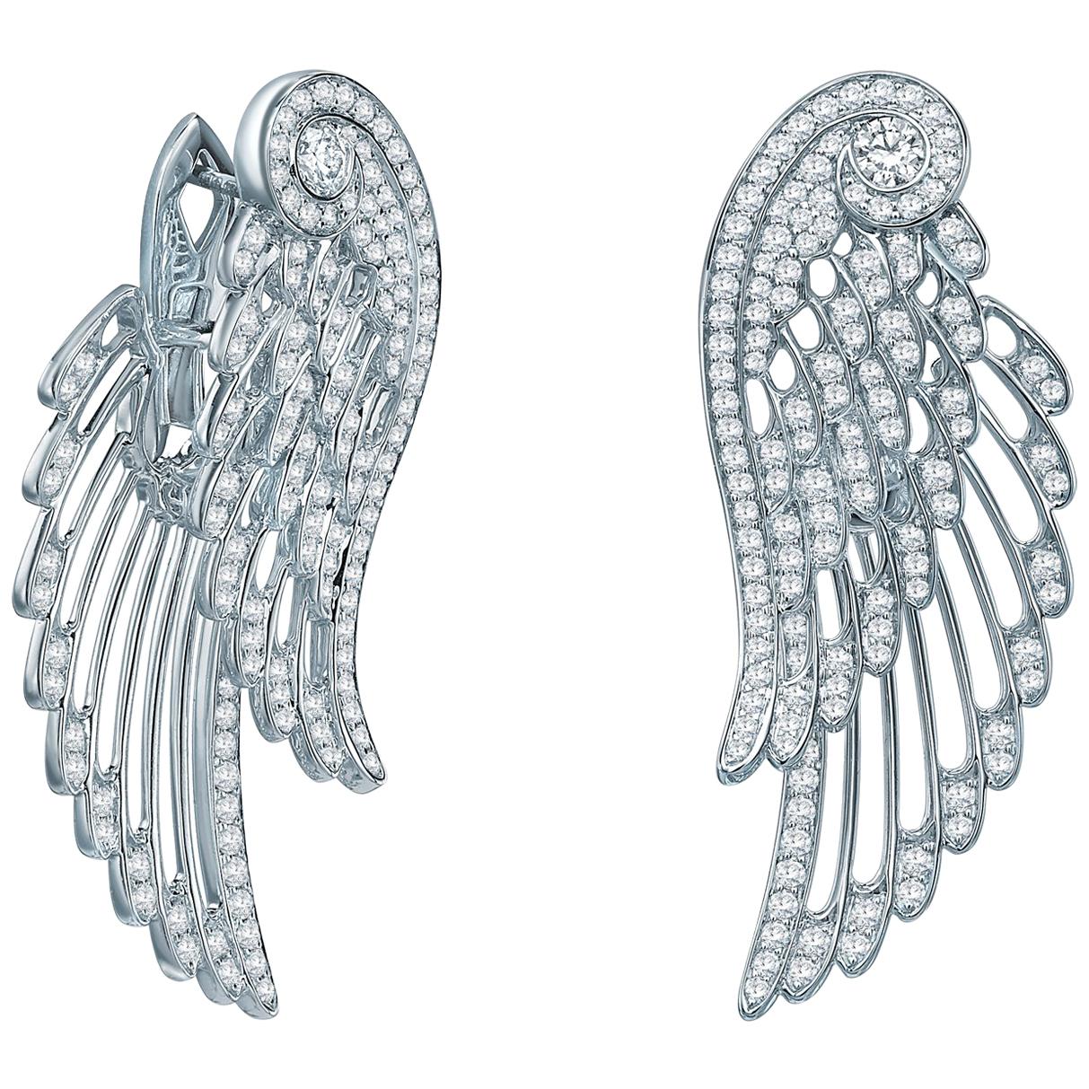 Garrard Wings Embrace 18 karat White Gold Drop Earrings White Diamond