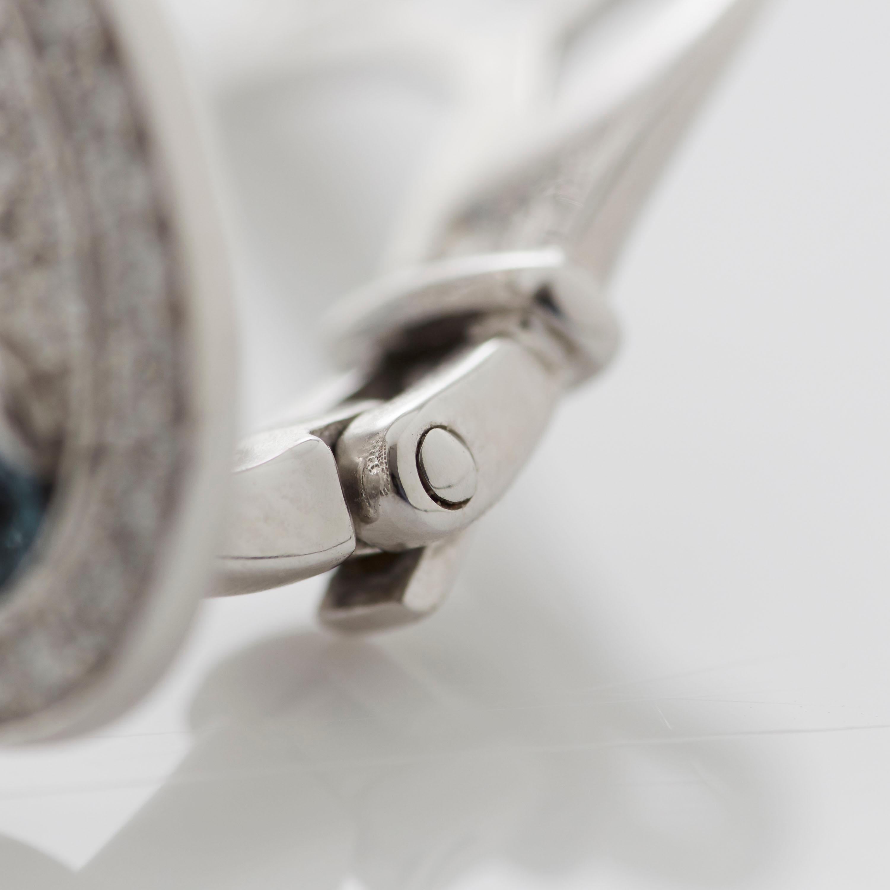 Garrard 'Wings Embrace' 18 Karat White Gold White Diamond Aquamarine Earrings In New Condition For Sale In London, London