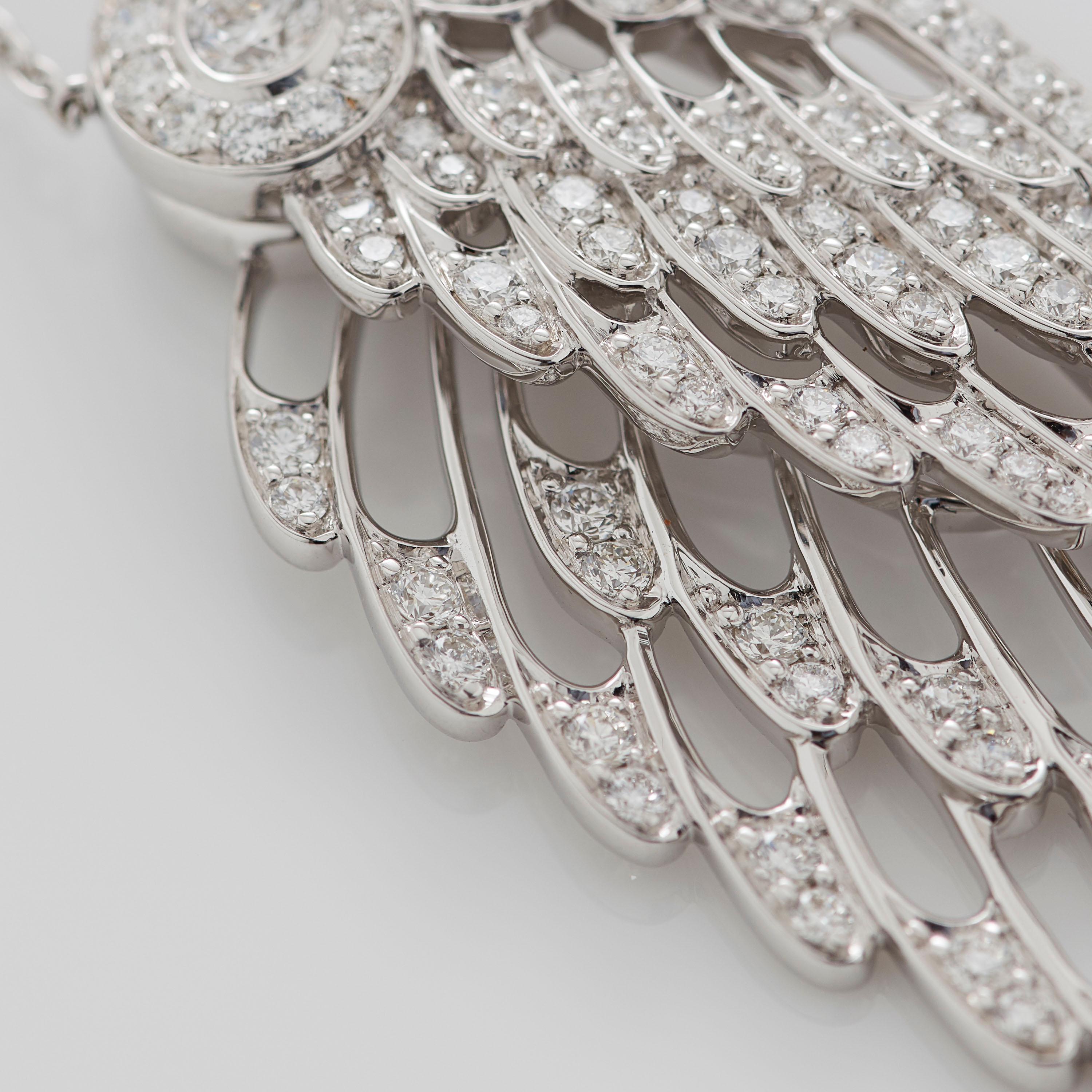 Garrard 'Wings Embrace' 18 Karat White Gold White Diamond Double Pendant For Sale 1