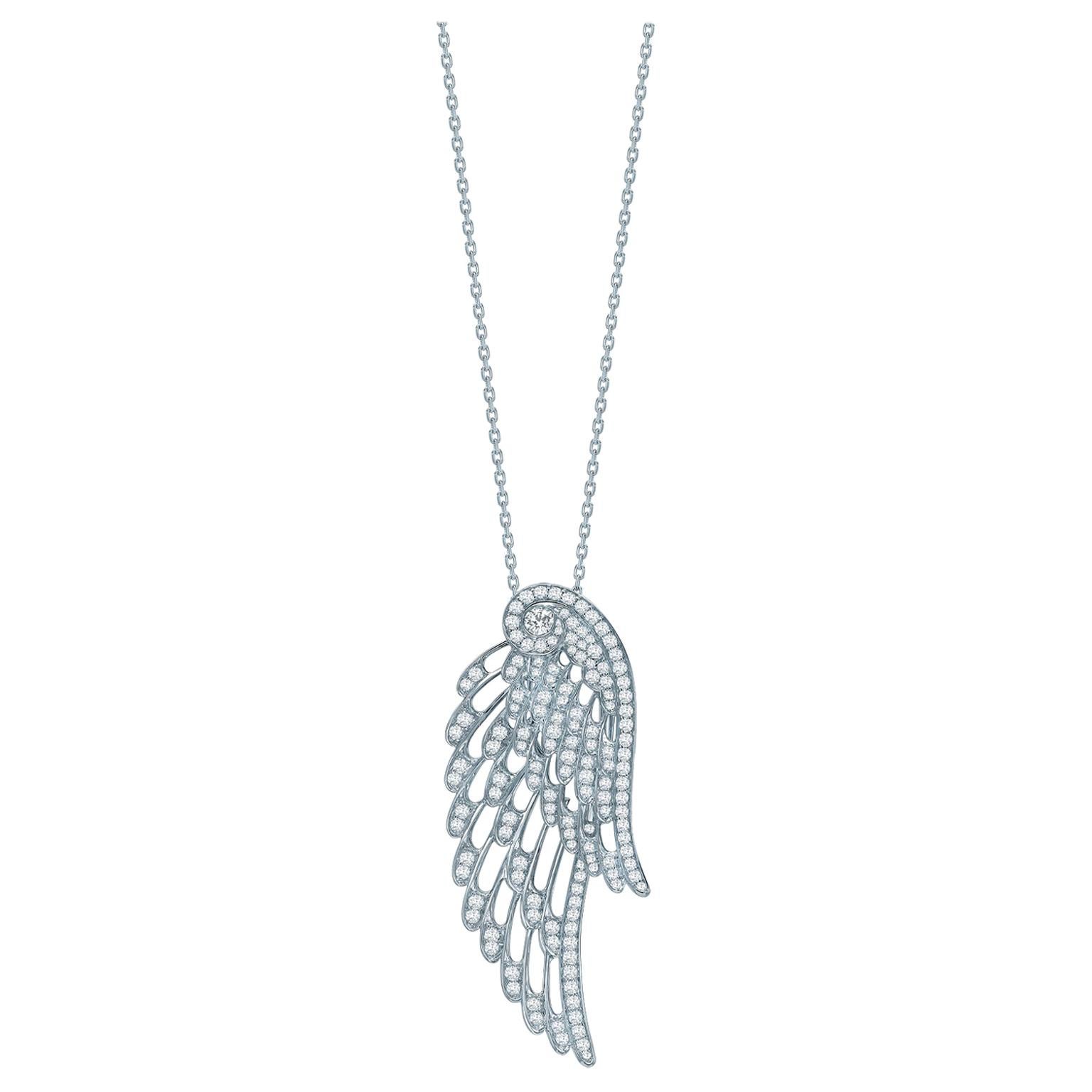 Garrard 'Wings Embrace' 18 Karat White Gold White Diamond Double Pendant For Sale