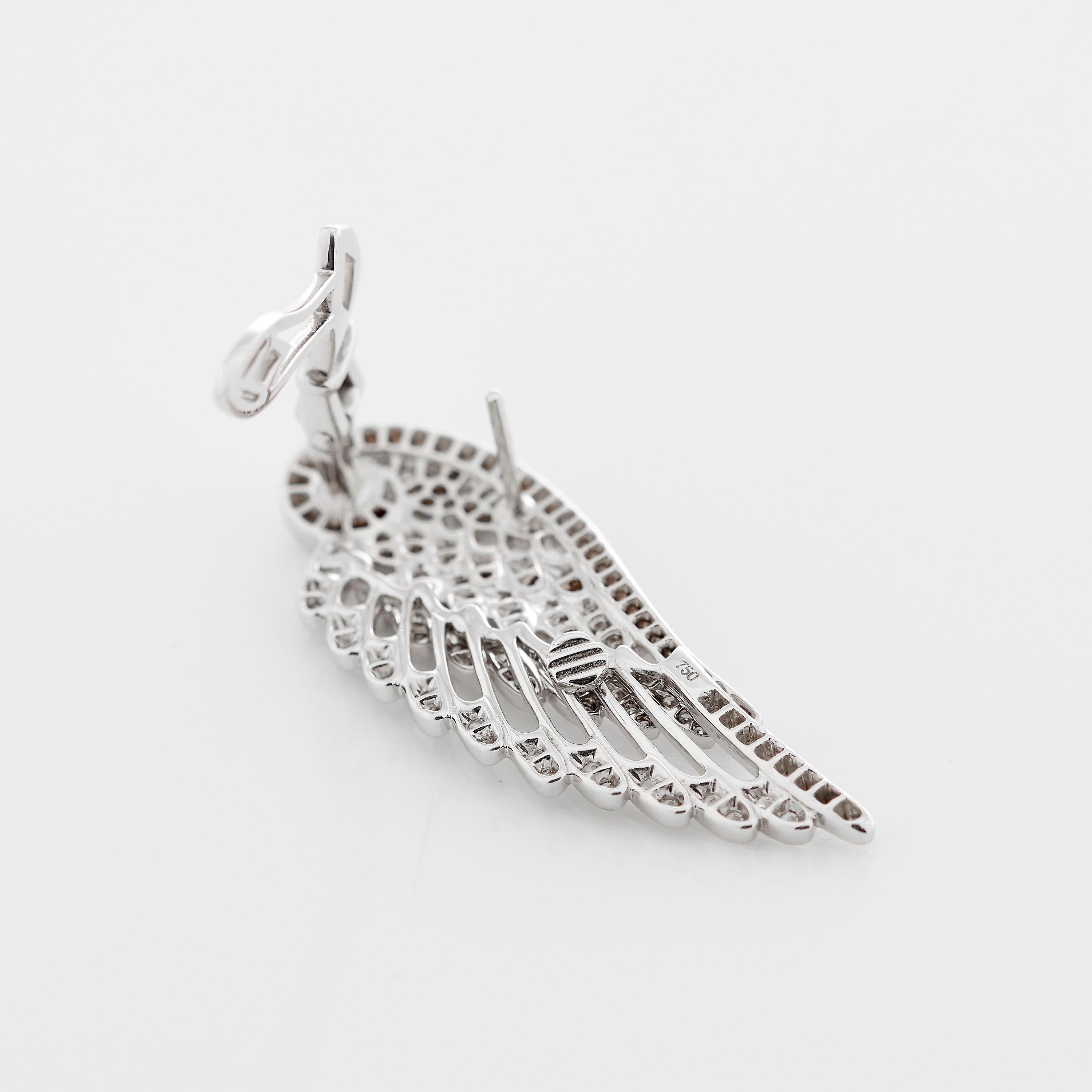 Garrard 'Wings Embrace' 18 karat White Gold White Diamond Drop Earrings For Sale 5